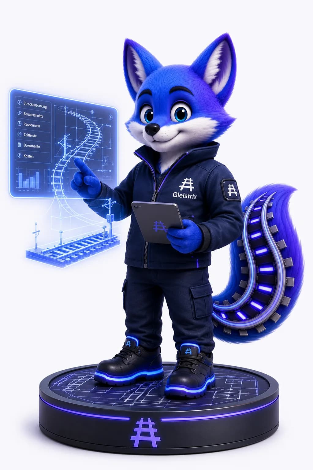 Gleistrix Maskottchen mit digitaler Streckenplanung